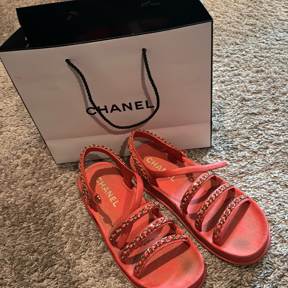 peach chanel sandal